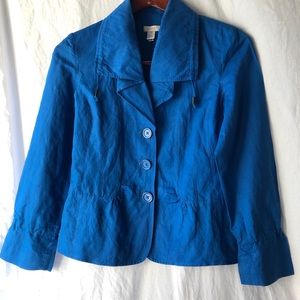 Chico’s electric blue cotton/linen jacket sz S